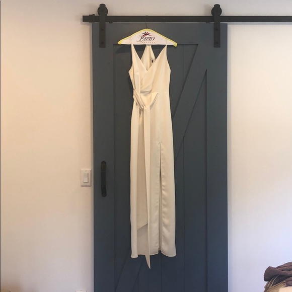 Halston Satin Wrap Gown - Picture 2 of 6